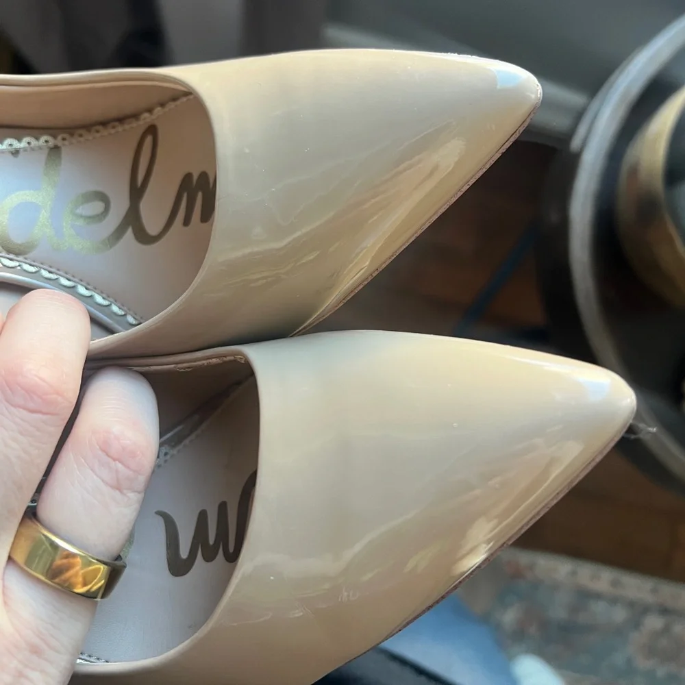 Sam Edelman Danna Nude Patent Leather Heels